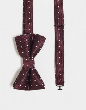 Бордовый галстук-бабочка в горошек French Connection