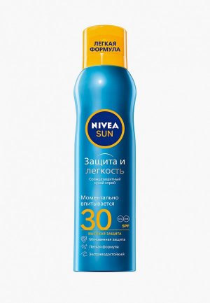 Спрей для тела Nivea защита и легкость, Сухой солнцезащитный SPF 30, 200 мл. Цвет: прозрачный