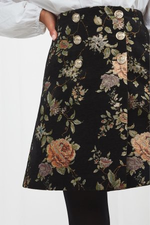 Юбка с цветочным узором в винтажном стиле , черный Joe Browns