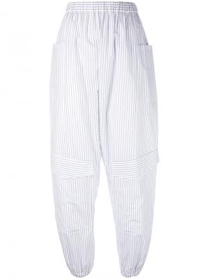 Полосатые брюки-шаровары Chalayan. Цвет: белый