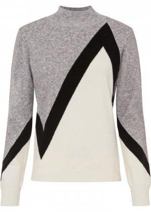 Пуловер с воротником-стойкой bonprix. Цвет: серый
