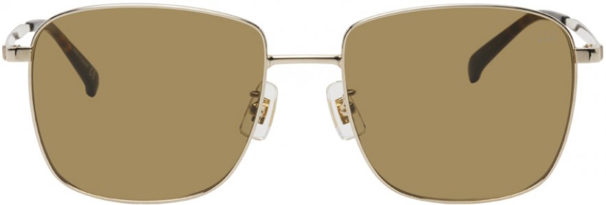 Серебристо-коричневые квадратные солнцезащитные очки Dunhill