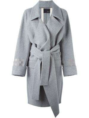 Длинное пальто с поясом Avelon. Цвет: серый
