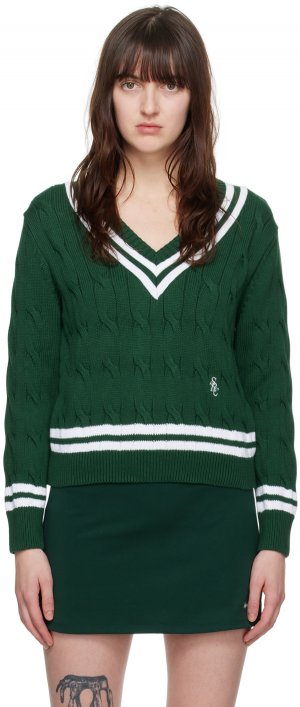 Зеленый свитер с надписью SRC Sporty & Rich