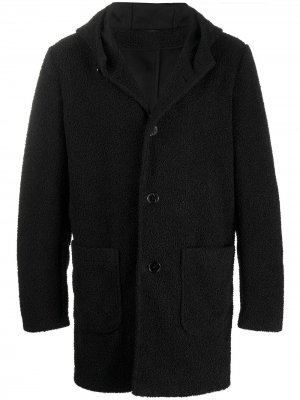Однобортное пальто из шерпы Daniele Alessandrini. Цвет: черный