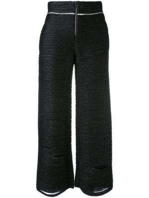 Укороченные брюки с потертой отделкой Aviù. Цвет: чёрный