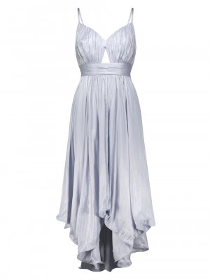 Атласное миди-платье асимметричного кроя со складками , синий BCBGMAXAZRIA