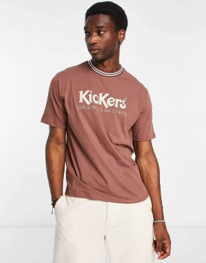 Коричневая футболка с логотипом Kickers. Цвет: коричневый