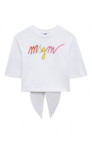 Хлопковая футболка MSGM kids. Цвет: белый