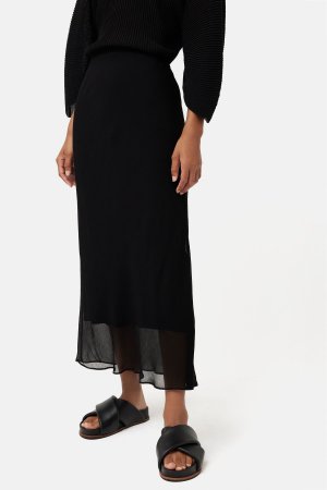 Косая черная юбка-макси из мятой ткани , черный Jigsaw