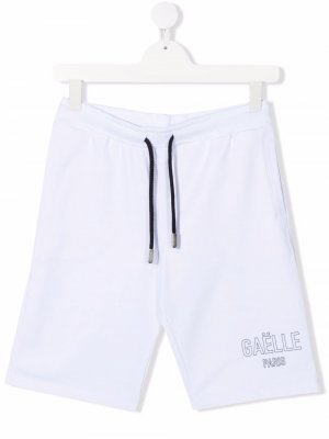 TEEN logo-print cotton track shorts Gaelle Paris Kids. Цвет: белый