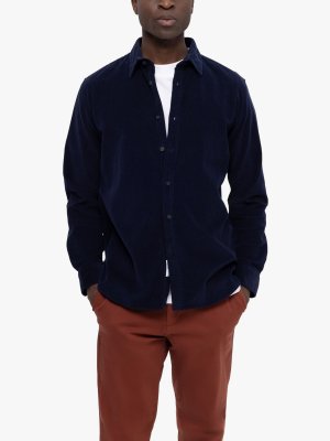 Вельветовая рубашка Owen из переработанного хлопка HOMME, темно-синий пиджак Selected