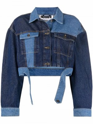 Укороченная джинсовая куртка со вставками ROTATE. Цвет: синий