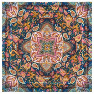 Платок ,135х135 см, бордовый, розовый Павловопосадская платочная мануфактура. Цвет: розовый/оранжевый/синий