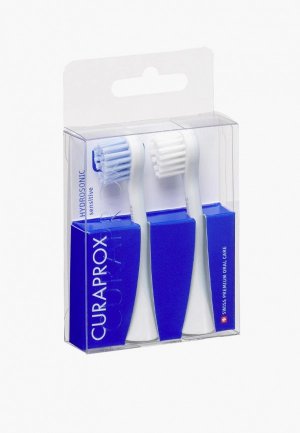 Комплект насадок для зубной щетки Curaprox Hydrosonic PRO, максимально эффективной чистки, жесткая щетина Pro Sensitive, набор из 2 штук. Цвет: белый