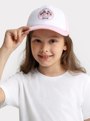 Бейсболка детская для девочек розово-белая с печатью Mark Formelle. Цвет: розовый +белый +печать
