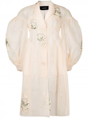 Пальто из тюля с цветочной вышивкой Simone Rocha. Цвет: нейтральные цвета