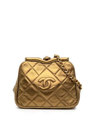 Стеганая поясная сумка 1990-х годов с логотипом CC Chanel Pre-Owned. Цвет: золотистый