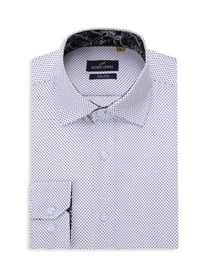 Классическая рубашка узкого кроя с точечным принтом , цвет White Polka Azaro Uomo