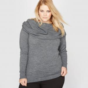 Пуловер с воротником со складками CASTALUNA. Цвет: серый меланж