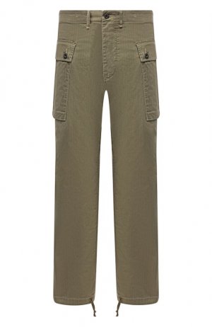 Хлопковые брюки RRL. Цвет: зелёный