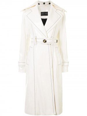 Пальто с контрастной строчкой и поясом Proenza Schouler. Цвет: белый