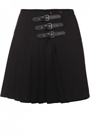 Мини-юбка в складку с декоративными застежками MCQ. Цвет: черный