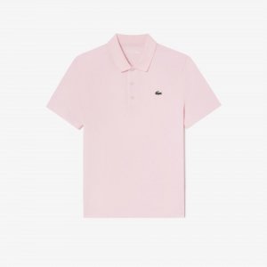 LACOSTE Мужская однотонная рубашка-поло с короткими рукавами для гольфа [светло-розовый]