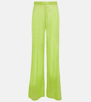 Широкие брюки с пайетками SELF-PORTRAIT, зеленый Self-Portrait