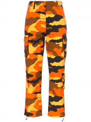 Укороченные прямые брюки с камуфляжным принтом Off-White. Цвет: оранжевый