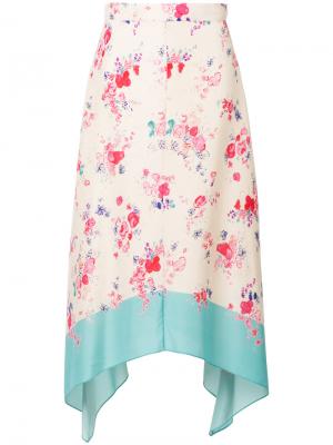 Асимметричная юбка с цветочным принтом Vilshenko. Цвет: телесный