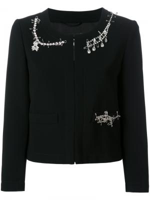Пиджак декорированный кристаллами Boutique Moschino. Цвет: черный