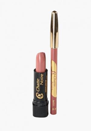 Набор для макияжа губ Chatte Noire Карандаш + Помада №9, 5,75. Цвет: розовый