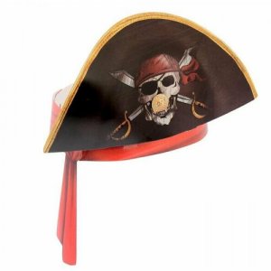 Маска-ободок картонная пиратская Шляпа пирата, картон Happy Pirate. Цвет: черный