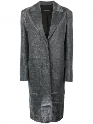 Длинное пальто с блестками Cédric Charlier. Цвет: металлический