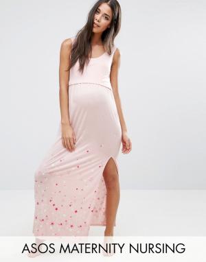 Ночная сорочка макси для беременных и кормящих ASOS Maternity NURSING -. Цвет: розовый