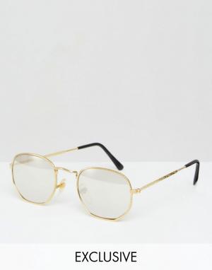 Круглые солнцезащитные очки Reclaimed Vintage. Цвет: золотой