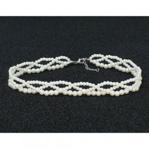 Чокер жемчужный, длина 43 см, серебряный, белый Fashion jewelry. Цвет: серебристый/белый