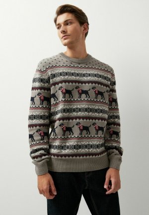 Вязаный свитер CHRISTMAS , цвет dark grey dog wrap Next