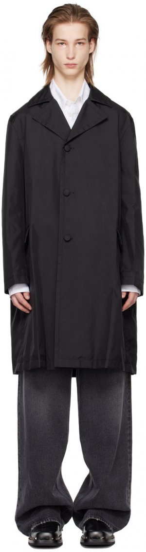 Черное пальто с зубчатыми лацканами Valentino
