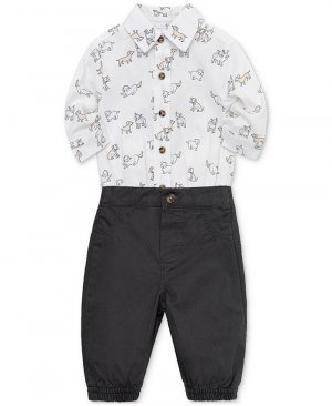 Хлопковое боди и штаны с принтом Puppy Fun для маленьких мальчиков, комплект из 2 предметов , черный Little Me