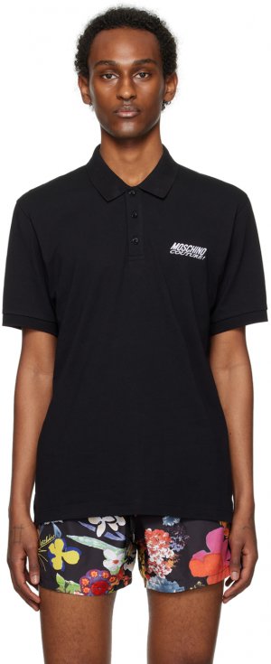 Черная футболка-поло с вышивкой , цвет Black Moschino