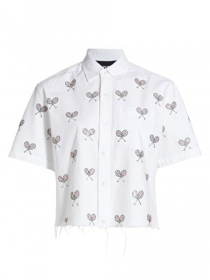 Рубашка с теннисной ракеткой, украшенная кристаллами , белый Libertine
