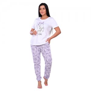 Комплект домашний женский (футболка/брюки) , фиолетовый, р-р 50 Натали