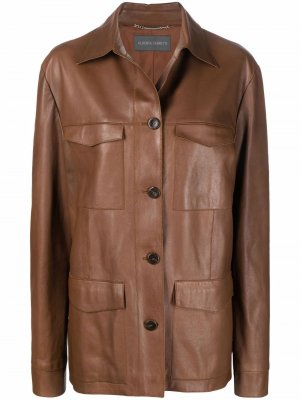 Кожаная куртка-рубашка Alberta Ferretti. Цвет: коричневый