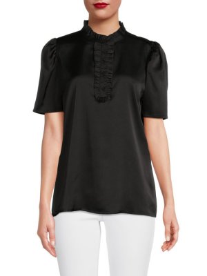 Атласная блузка с рюшами , черный Karl Lagerfeld Paris