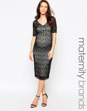 Кружевное платье для беременных Henham Isabella Oliver. Цвет: caviar black