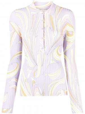 Трикотажная рубашка поло с абстрактным принтом Emilio Pucci. Цвет: фиолетовый