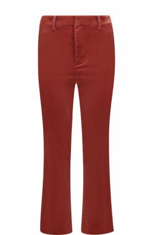 Бархатные расклешенные брюки Frame Denim. Цвет: темно-розовый