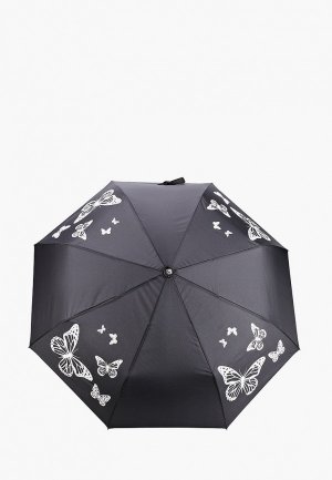 Зонт складной Flioraj с проявляющимся рисунком. Цвет: черный